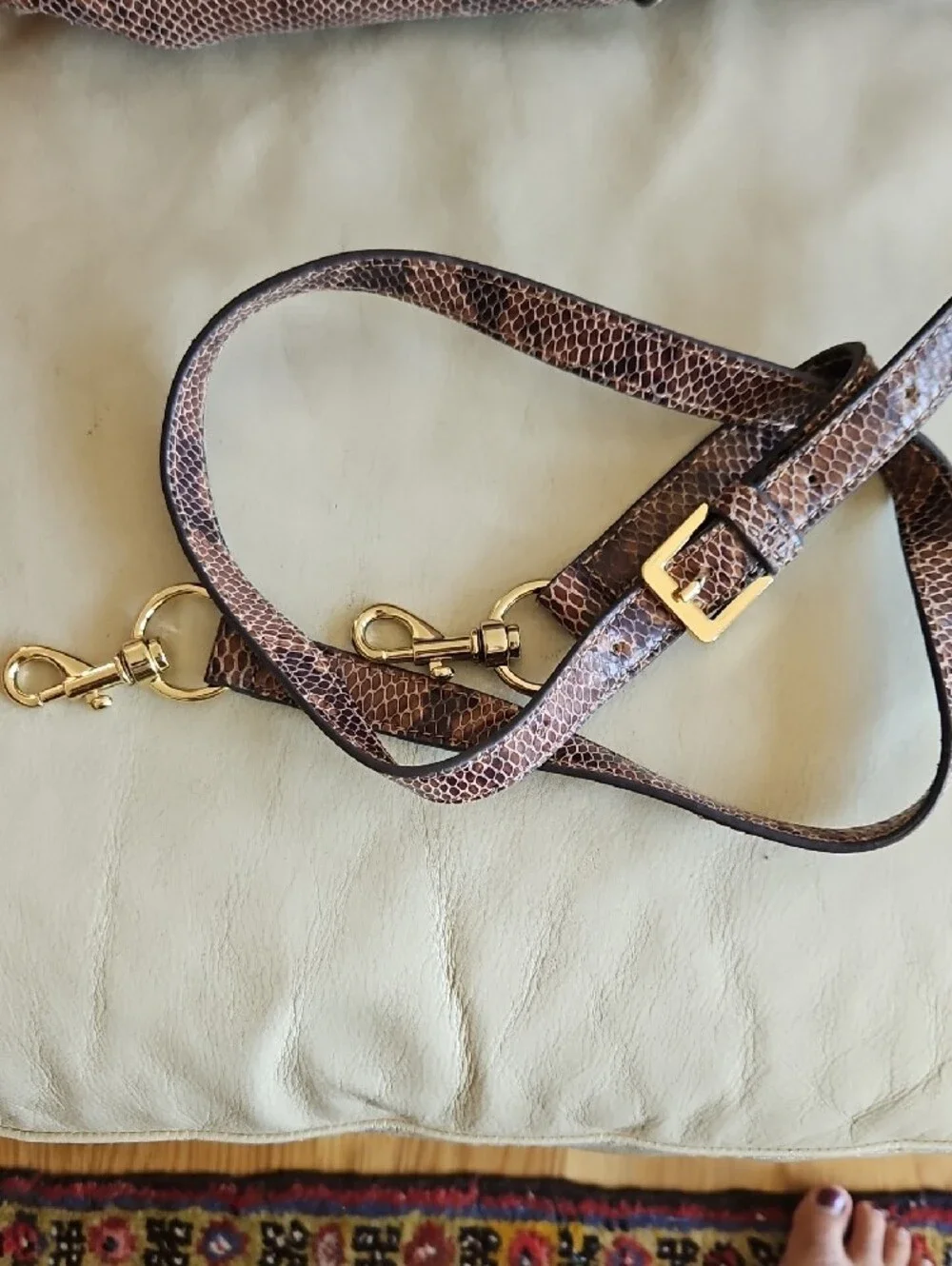 G.I.L.I. Brown Snake-Print Hobo with Tassel and Gold Hardware